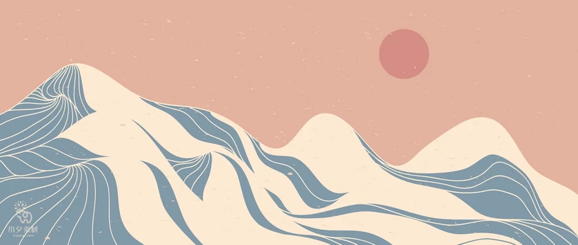 抽象艺术简约线条山水风景日落插画背景画芯装饰图片AI矢量素材【007】